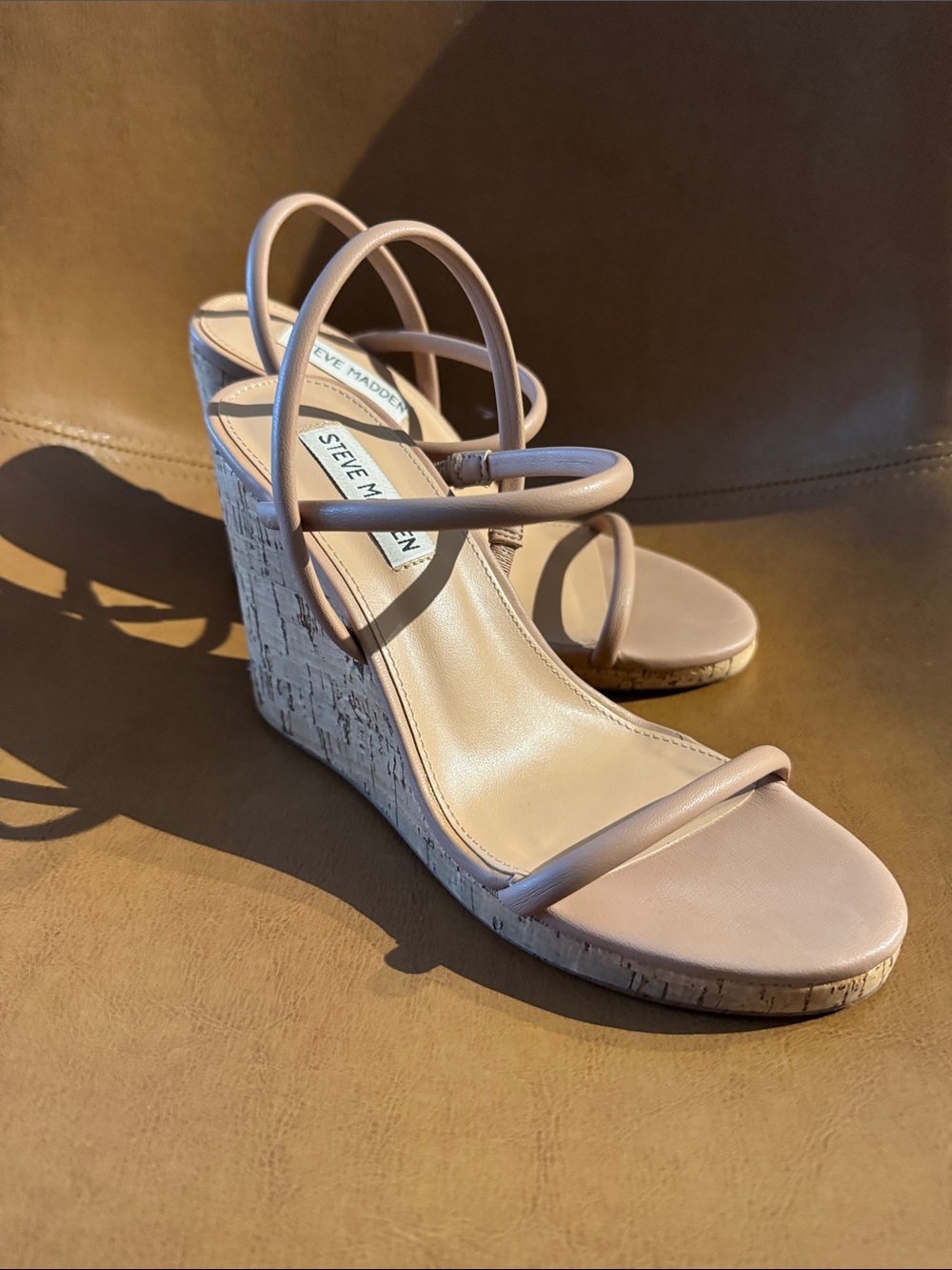 Steve Madden Blush Strappy Cork Wedge Sandals
